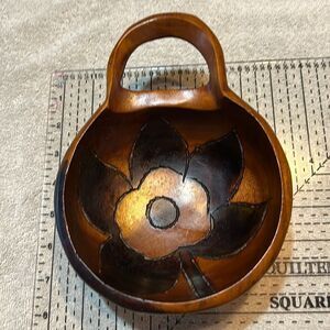 Vintage Two Tone Monkey-Pod Wooden Bowl